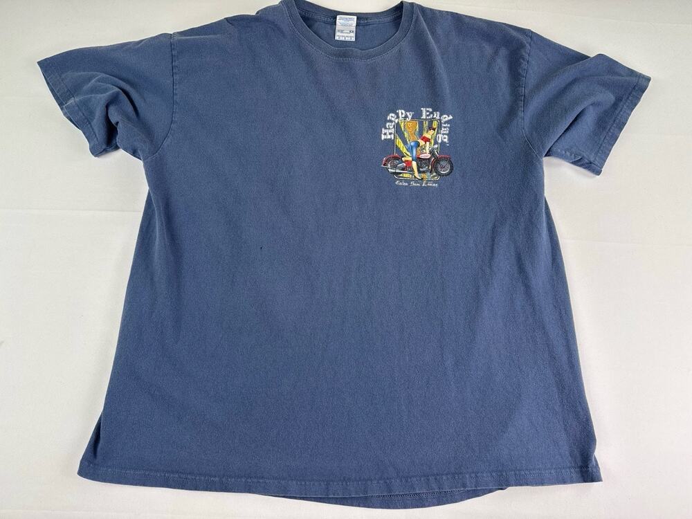 Happy Hour Oil Gas Las Vegas T Shirt Men’s 2XL Blue Graphic Tee Y2K